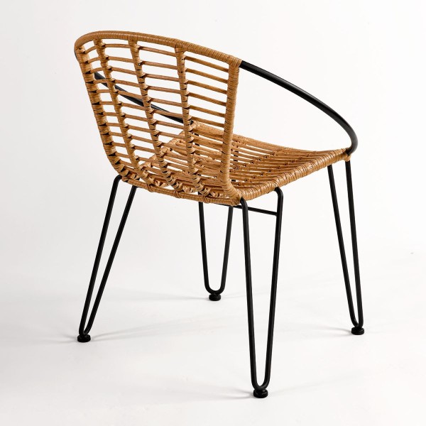 Silla apilable ratán sintético y metal negro Foto: KANKUN WEB (2)