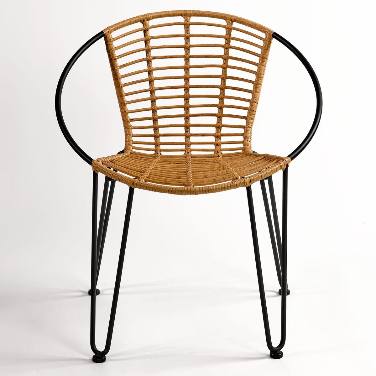 Silla apilable ratán sintético y metal negro Foto: KANKUN WEB (3)