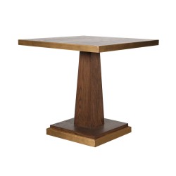 Square oak and gold metal table