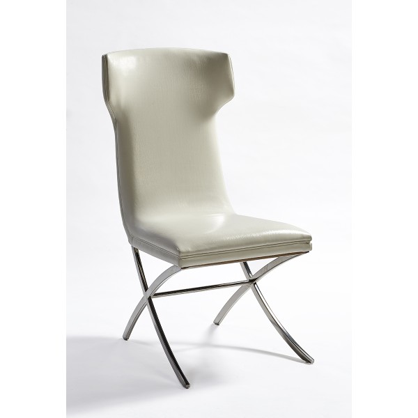 Sila de pata de acero y tapizado blanco Foto: CH374 (2)