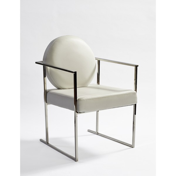 Sillón de acero y tapizado blanco Foto: CH320 (3)