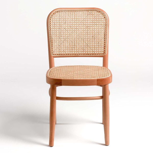 Silla de madera y asiento de ratán natural Foto: MONACO (4)