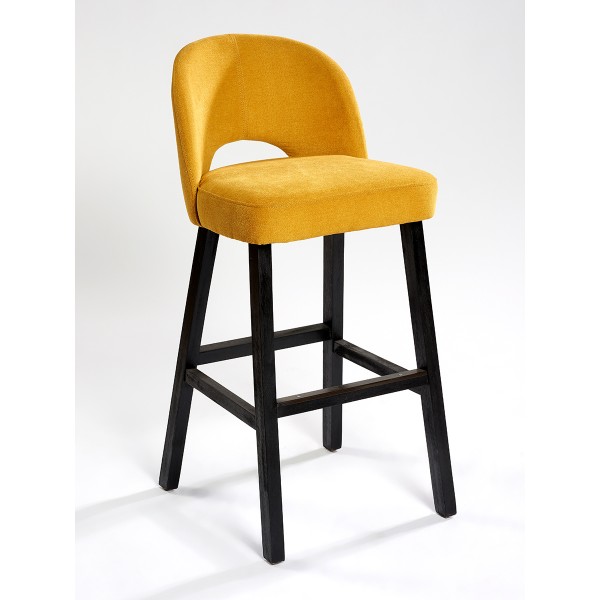 Taburete tapizado color mostaza pta madera oscura Foto: BA-4087 (2)