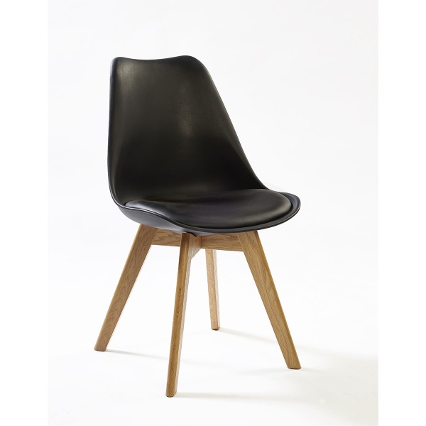 Silla negra con cojín y patas madera Foto: K133N