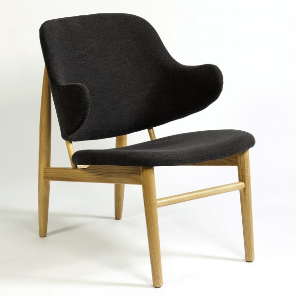 Sillón patas madera natural y tapicería gris oscura Foto: WD-854 (3)