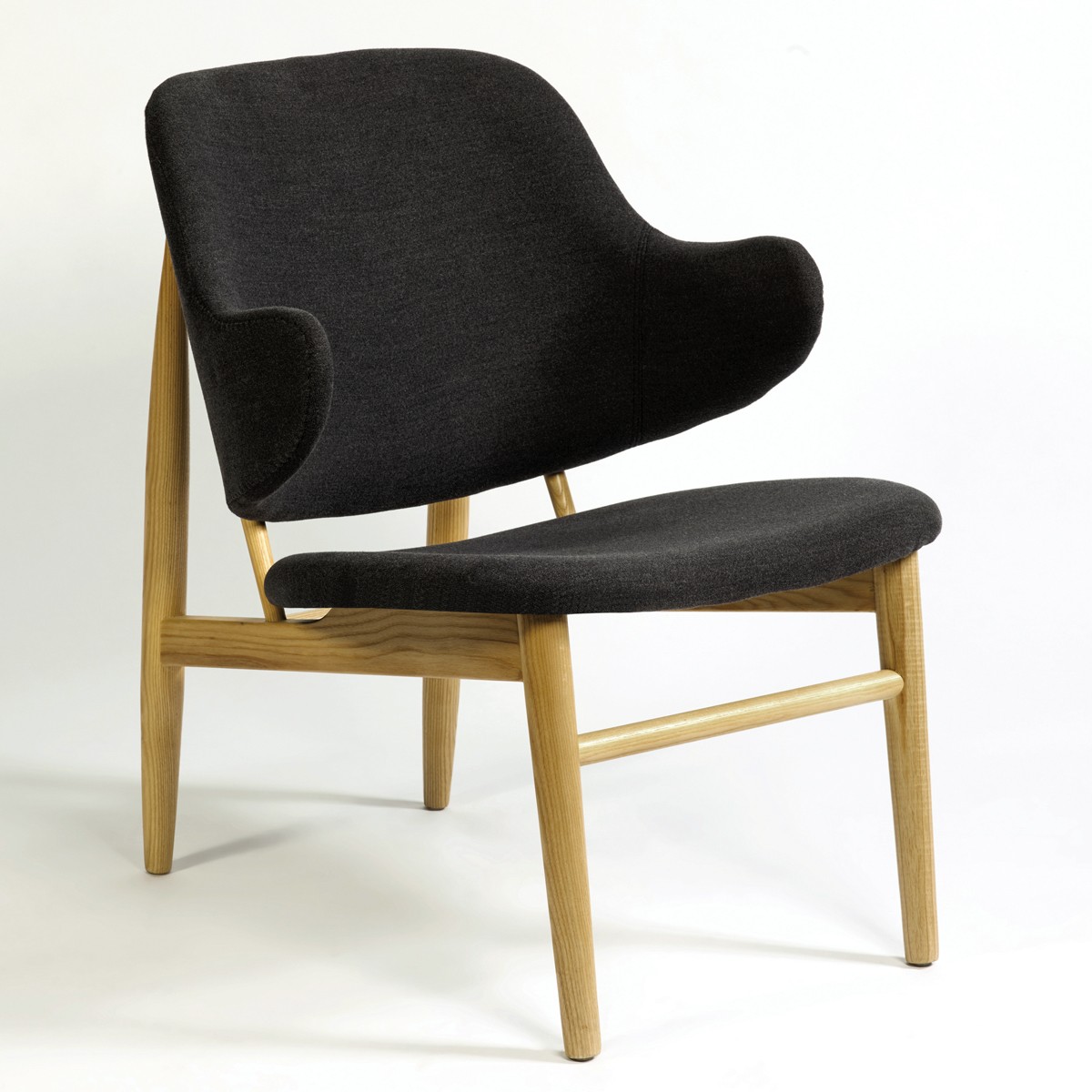 Sillón patas madera natural y tapicería gris oscura Foto: WD-854 (3)