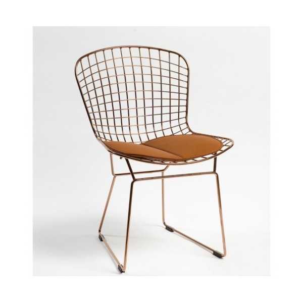 Silla de metal color rosado con cojín Foto: mc-020-r-silla-de-metal-cromada-color-rosado-60x52x80