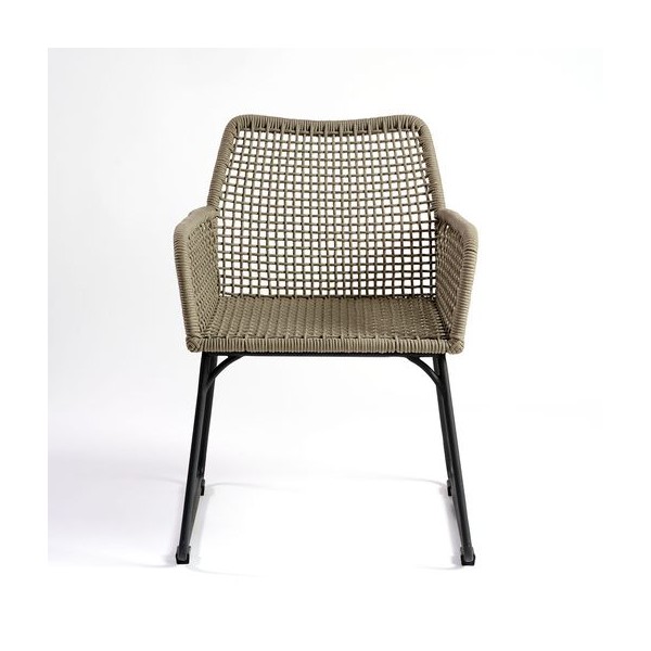 Silla para exterior de cuerda y metal color cemento Foto: ROSANA-C-sillon-cuerda-y-metal-gris-oscuro-detalle (3)