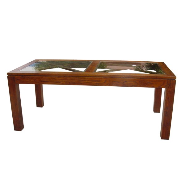 Mesa de comedor de roble y sobre cristal Foto: SE-1149-1-OAK-mesa-comedor-rectangular-madera-y-cristal (1)