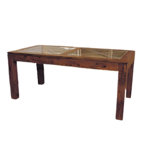 Mesa de comedor de roble y sobre cristal Foto: SE-1149-1-OAK-mesa-comedor-rectangular-madera-y-cristal (2)