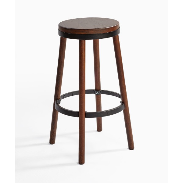 Banqueta redonda de madera y metal negro Foto: M-94138-30WN