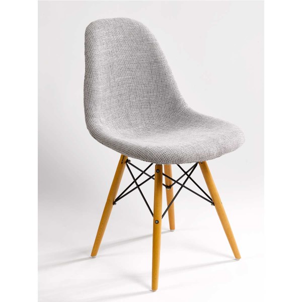 Silla tapizada gris Foto: 8056fb-silla-gris-pata-madera