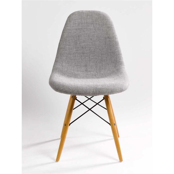 Silla tapizada gris Foto: 8056fb-silla-tela-gris-y-madera