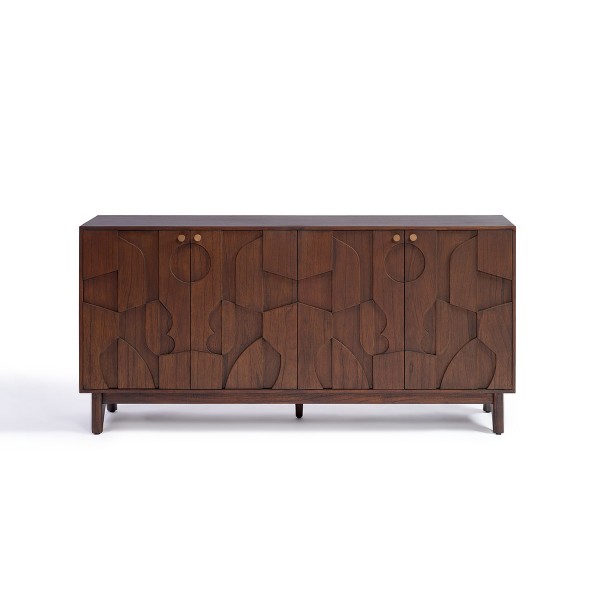 Aparador madera color café 3 puertas con relieve Foto: INDOME-aparador-madera-color-cafe-240308_crisal_618 2