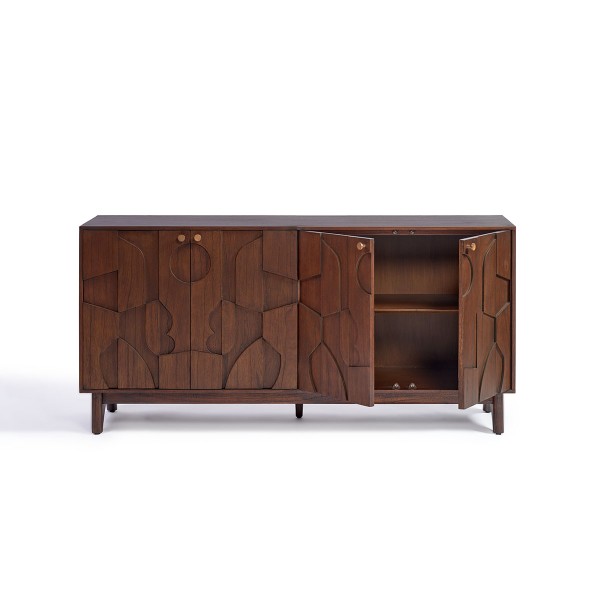 Aparador madera color café 3 puertas con relieve Foto: INDOME-aparador-madera-color-cafe-240308_crisal_613
