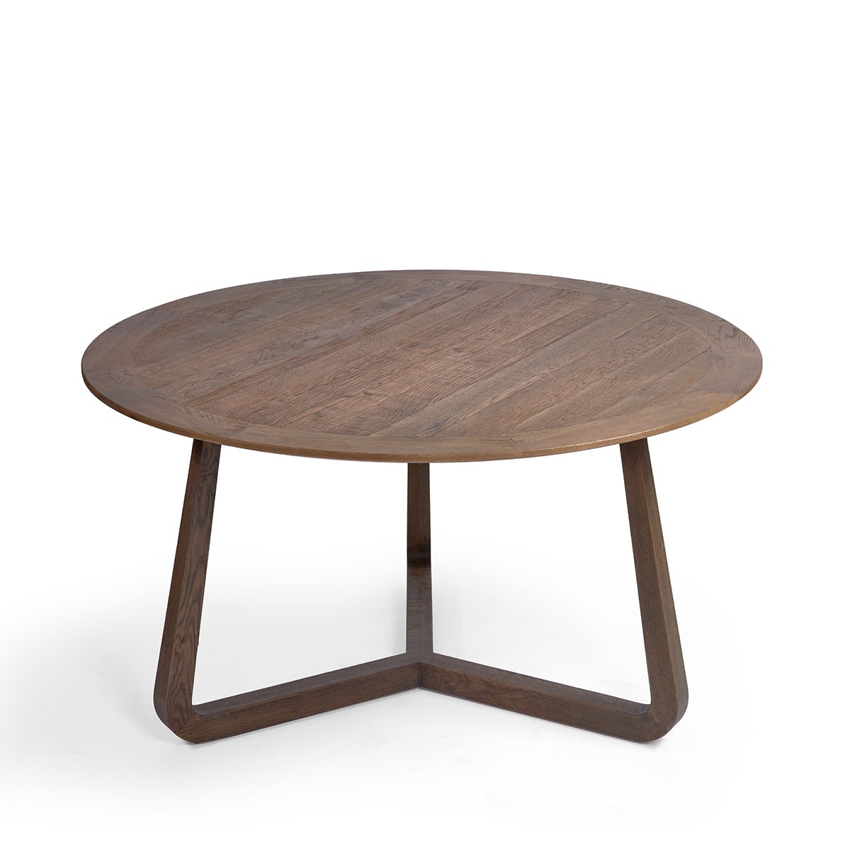 Mesa de comedor redonda acabada en roble claro Foto: NANCY-mesa-comedor-redonda-roble-medio-grisaceo-250306_crisal_223