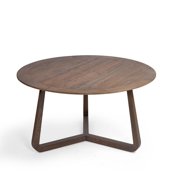 Mesa de comedor redonda acabada en roble claro Foto: NANCY-mesa-comedor-redonda-roble-medio-grisaceo-250306_crisal_223