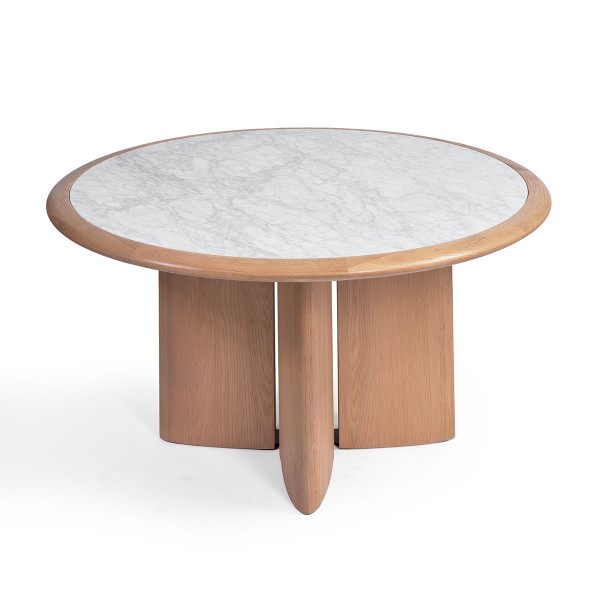 Mesa de comedor redonda roble claro y mármol Foto: NAPOLI-mesa-comedor-redonda-roble-claro-marmol-pata-central-250306_crisal_231