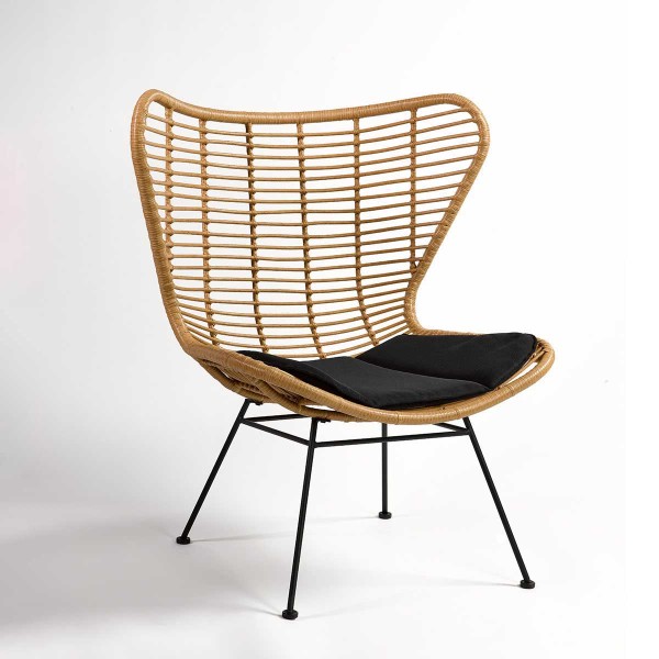 Black synthetic-fiber and metal armchair