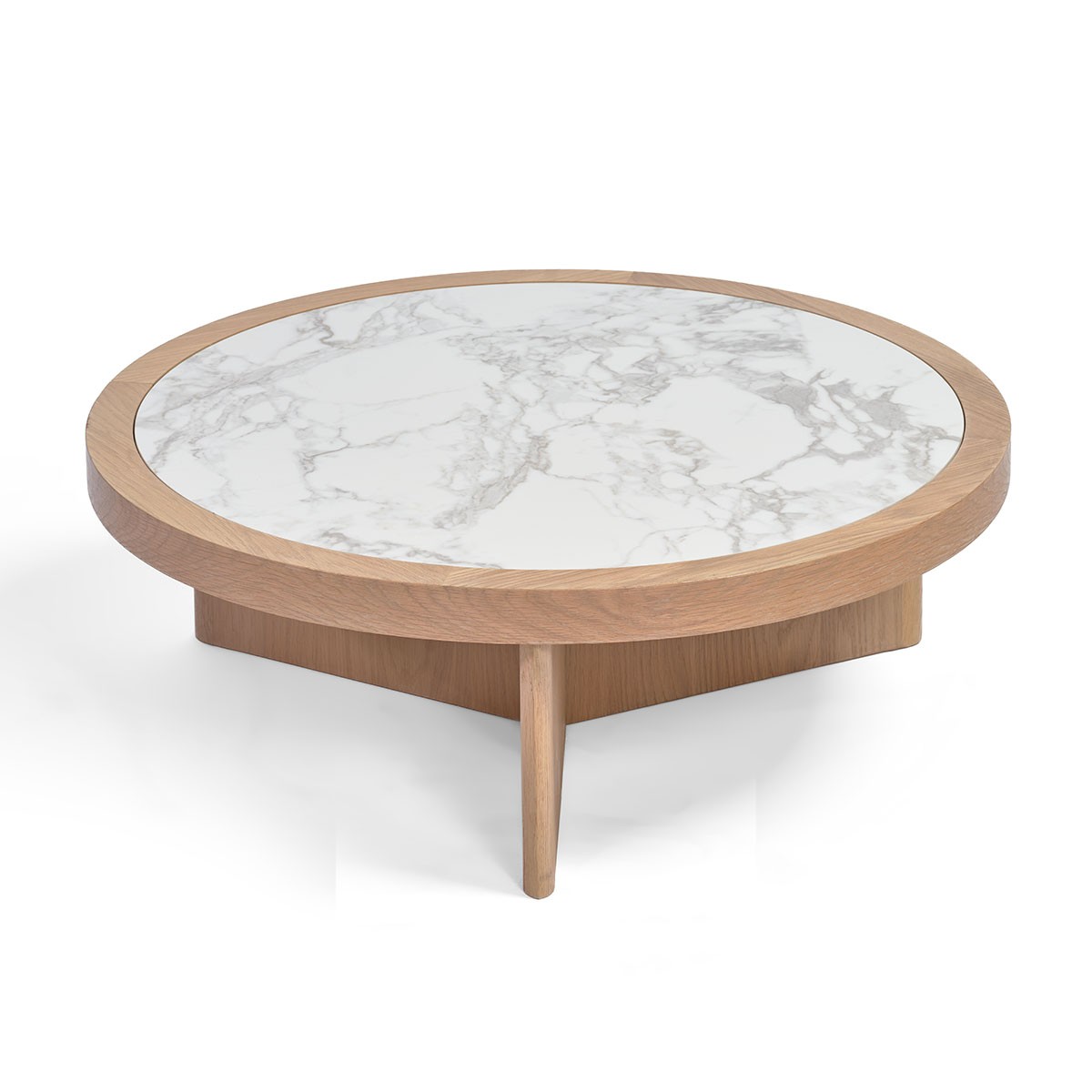 Mesa de centro redonda roble claro y cerámica Foto: SICILIA-mesa-centro-redonda-roble-claro-ceramica-250306_crisal_248