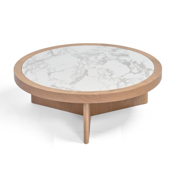 Mesa de centro redonda roble claro y cerámica Foto: SICILIA-mesa-centro-redonda-roble-claro-ceramica-250306_crisal_248